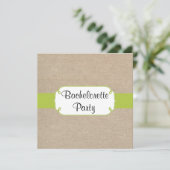 Invitation Bachelorette de Burlap Jaune verte et beige (Debout devant)