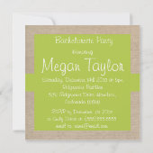 Invitation Bachelorette de Burlap Jaune verte et beige (Dos)