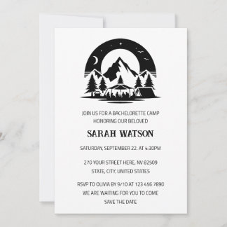 Invitation Bachelorette de Camping Minimaliste