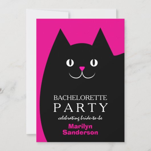 Invitation Bachelorette de chat Kitty noir (Devant)