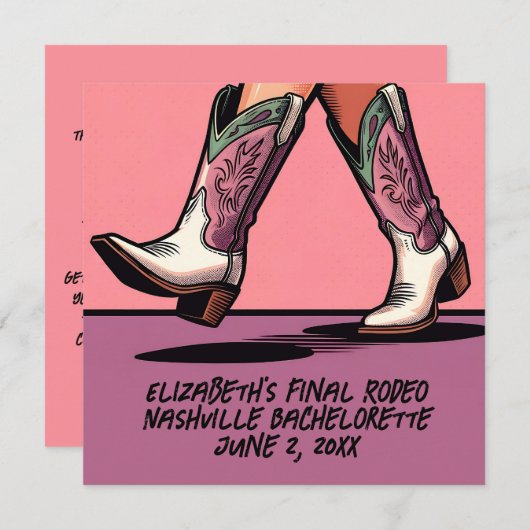 Invitation Bachelorette de coquette rose (Devant / Derrière)