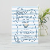 Invitation Bachelorette de coquillage bleu marine (Debout devant)
