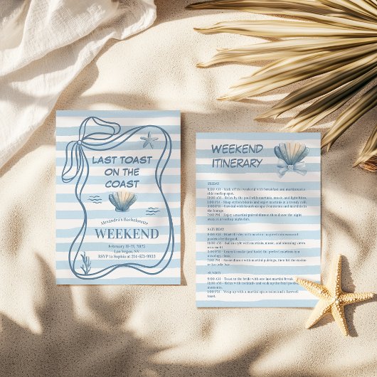 Invitation Bachelorette de coquillage bleu marine