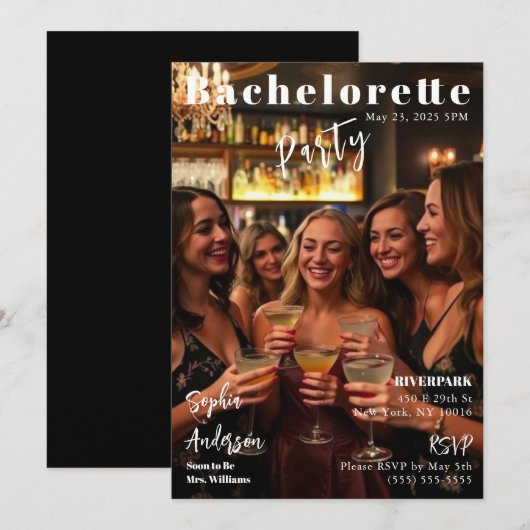 Invitation Bachelorette de couverture du magazine (Devant / Derrière)