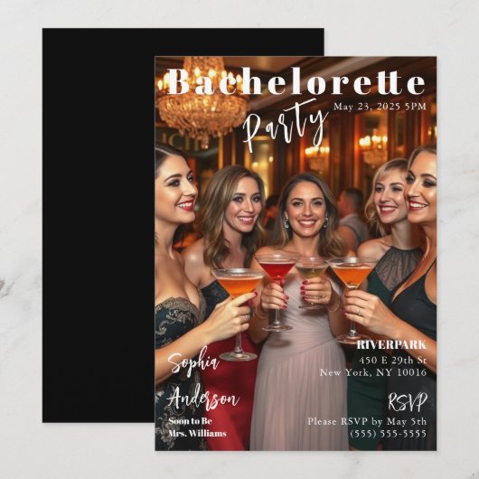 Invitation Bachelorette de couverture du magazine (Devant / Derrière)