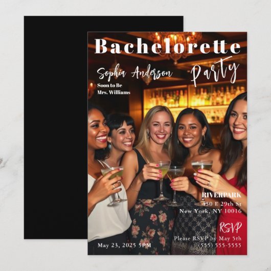 Invitation Bachelorette de couverture du magazine (Devant / Derrière)