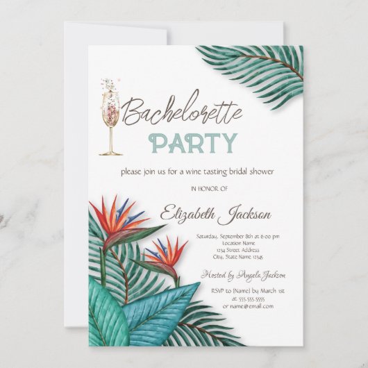 Invitation Bachelorette de fleurs tropicales (Devant)