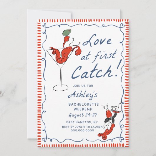 Invitation Bachelorette de homard côtier (Devant)