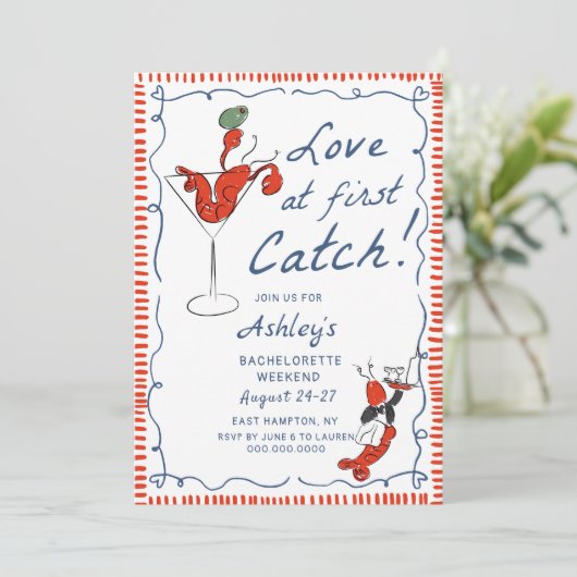 Invitation Bachelorette de homard côtier (Debout devant)
