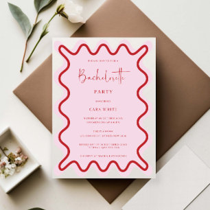 Invitation Bachelorette de la frontière rouge rose
