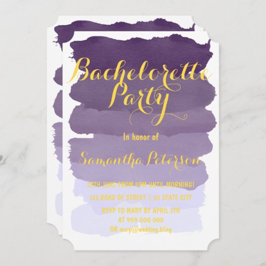 Invitation Bachelorette de lavande violette (Devant / Derrière)