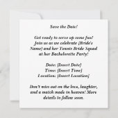 Invitation Bachelorette de l'équipe de tennis Bride (Dos)