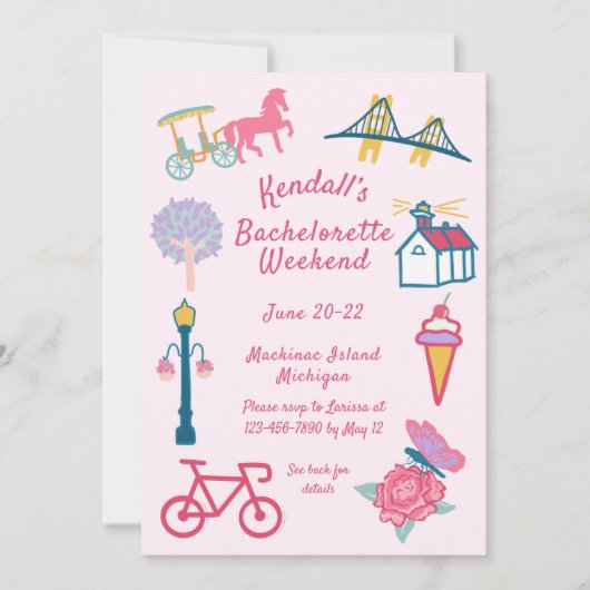 Invitation Bachelorette de l'île Mackinac (Devant)