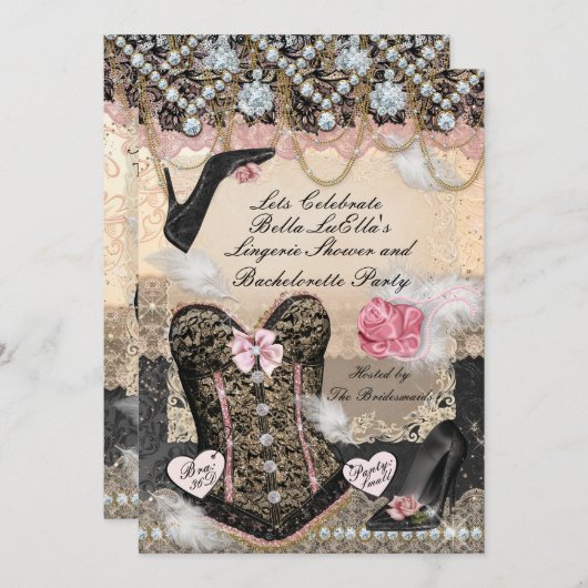 Invitation Bachelorette de lingerie classique et élégante (Devant / Derrière)
