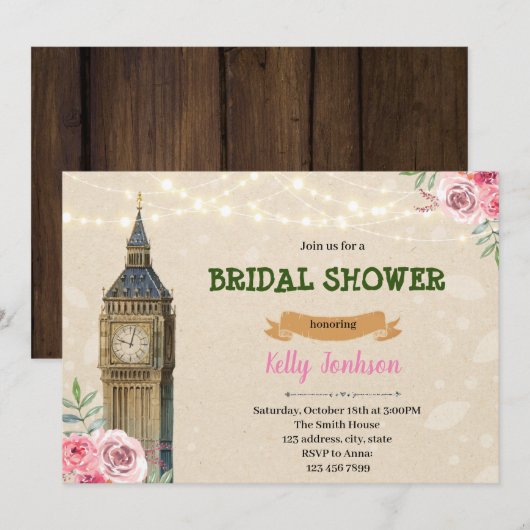 Invitation Bachelorette de Londres (Devant / Derrière)