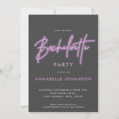 Invitation Bachelorette de néon violet clair moderne  (Devant)