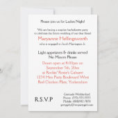 Invitation Bachelorette de nuit pour filles de la fête du pou (Dos)