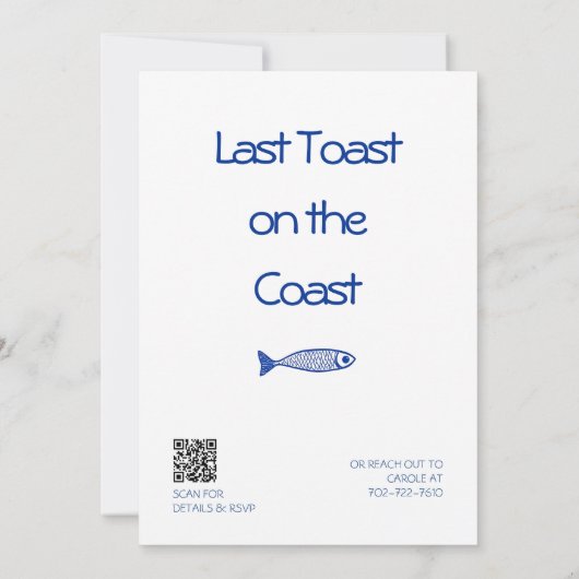 Invitation Bachelorette de poisson bleu côtier (Dos)