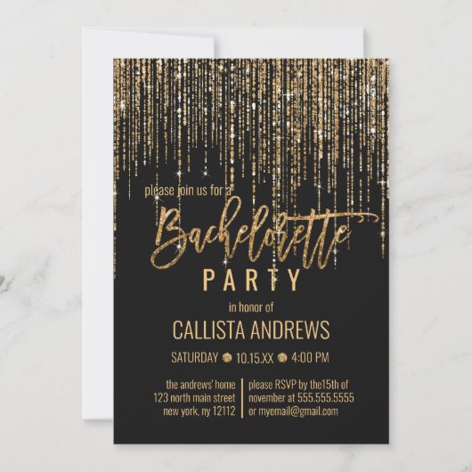 Invitation Bachelorette de rideau de Parties scintillant en o (Devant)