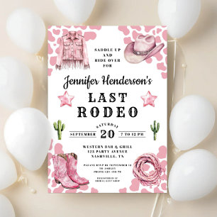 Invitation Bachelorette de rodéo Dernier rose moderne