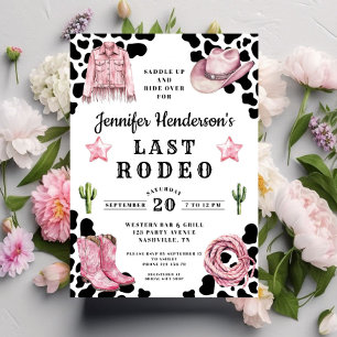 Invitation Bachelorette de rodéo Dernier rose moderne
