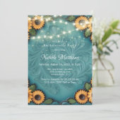 Invitation Bachelorette de tournesol en cuir turquoise (Debout devant)