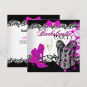 Invitation Bachelorette Dentelle Rose Corset Champagne (Devant / Derrière)