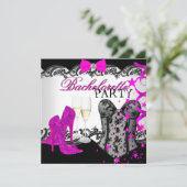 Invitation Bachelorette Dentelle Rose Corset Champagne (Debout devant)