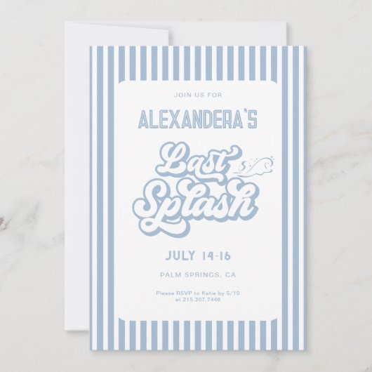 Invitation Bachelorette Dernière bleue (Devant)