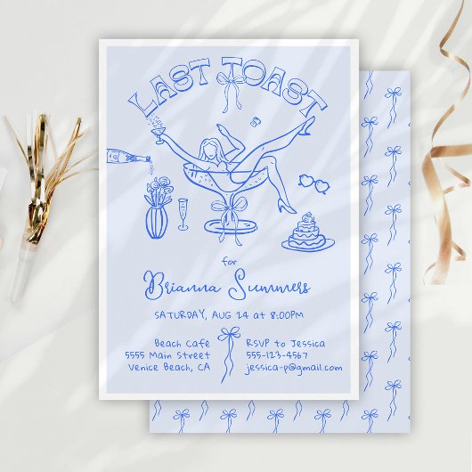 Invitation Bachelorette Dernière fête du toast