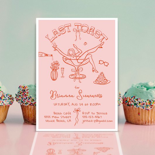 Invitation Bachelorette Dernière fête du toast