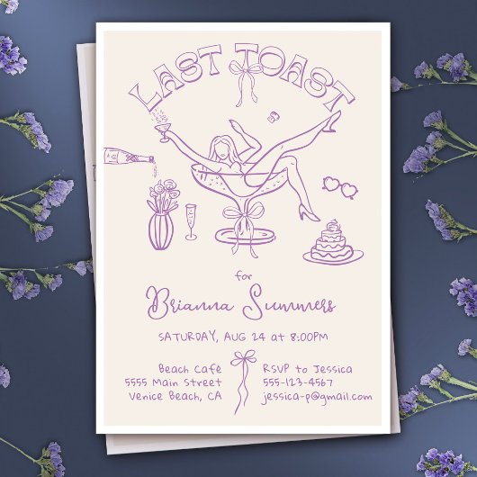 Invitation Bachelorette Dernière fête du toast