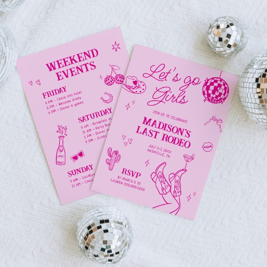 Invitation Bachelorette dernière Rodeo Disco