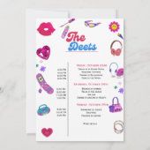 Invitation Bachelorette des années 90 et itinéraire du week-e (Dos)