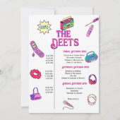 Invitation Bachelorette des années 90 et itinéraire du week-e (Dos)