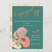 Invitation Bachelorette d'été AF vert et rose (Devant / Derrière)