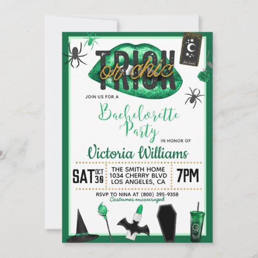 Invitation Bachelorette d'Halloween chic ou de brique Invitat (Devant)