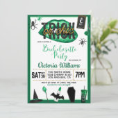 Invitation Bachelorette d'Halloween chic ou de brique Invitat (Debout devant)