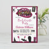 Invitation Bachelorette d'Halloween chic ou de brique Invitat (Debout devant)