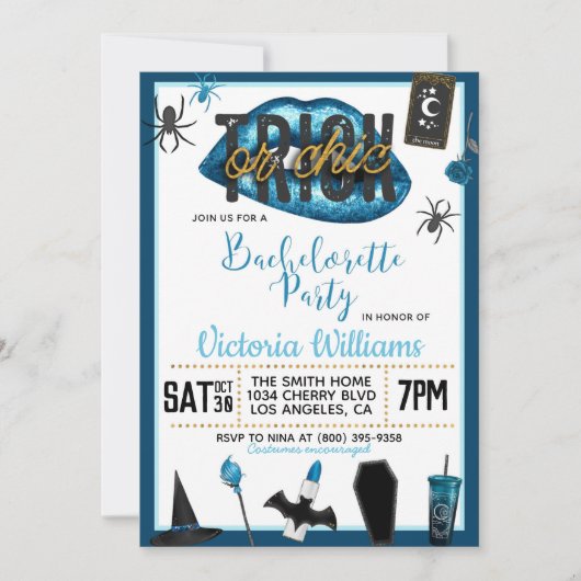 Invitation Bachelorette d'Halloween chic ou de brique Invitat (Devant)