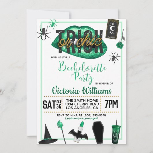 Invitation Bachelorette d'Halloween chic ou de brique Invitat (Devant)