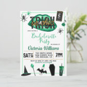 Invitation Bachelorette d'Halloween chic ou de brique Invitat (Debout devant)