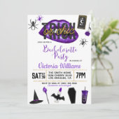 Invitation Bachelorette d'Halloween chic ou de brique Invitat (Debout devant)