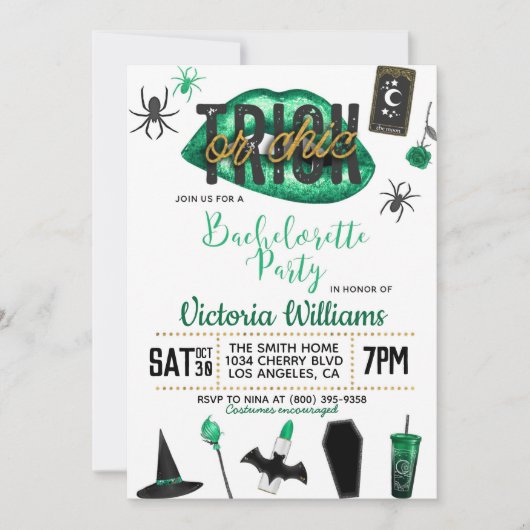 Invitation Bachelorette d'Halloween chic ou de brique Invitat (Devant)