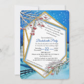 Invitation Bachelorette d'hiver à cadre d'or géométrique (Devant)