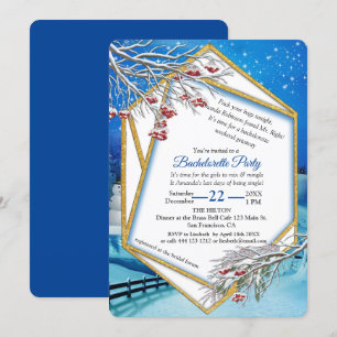 Invitation Bachelorette d'hiver à cadre d'or géométrique