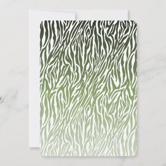 Invitation Bachelorette d'impression Green Zebra (Dos)