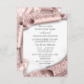 Invitation Bachelorette diplômée FILLE Rose rose 3D (Devant / Derrière)