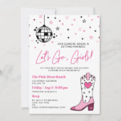 Invitation Bachelorette Disco de fille blanche rose (Devant)