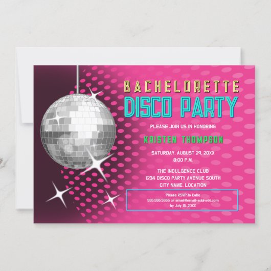 Invitation Bachelorette Disco Party (Devant)